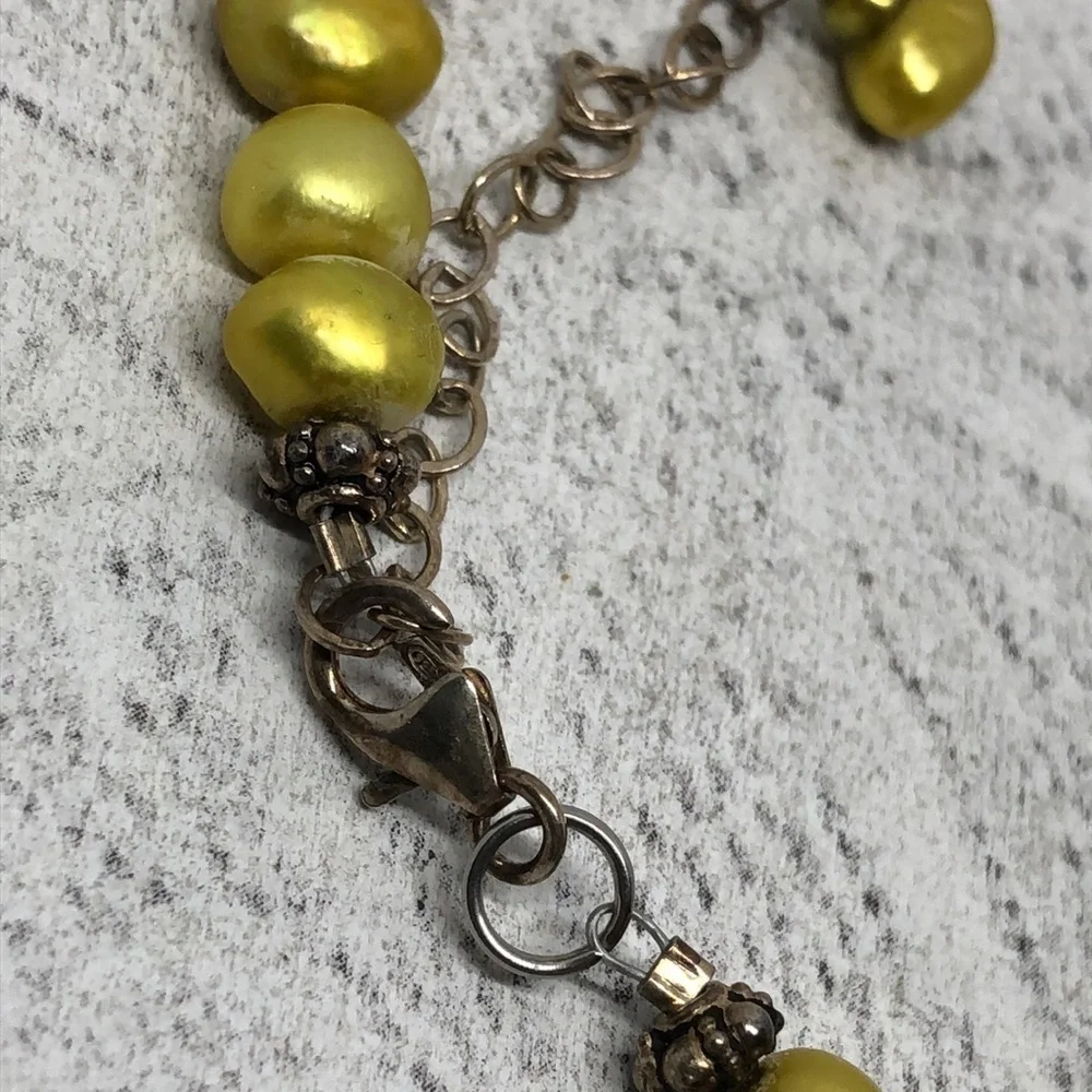 ARTISAN freshwater pearl necklace art glass pendant sterling boho colorful fun